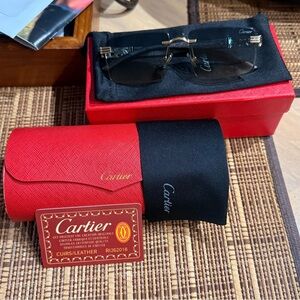 Cartier Sunglasses with Red Case and Black Pouch